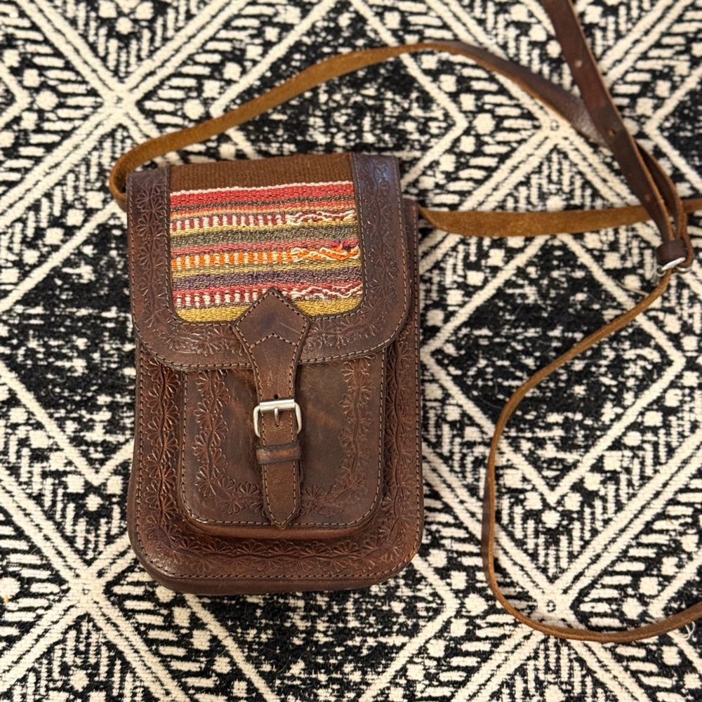 Brown Leather Boho Crossbody Bag